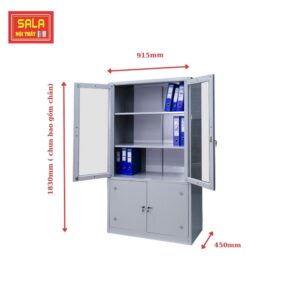 TỦ SẮT HỒ SƠ 2 CÁNH KÍNH MỞ, 2 CÁNH TÔN MỞ