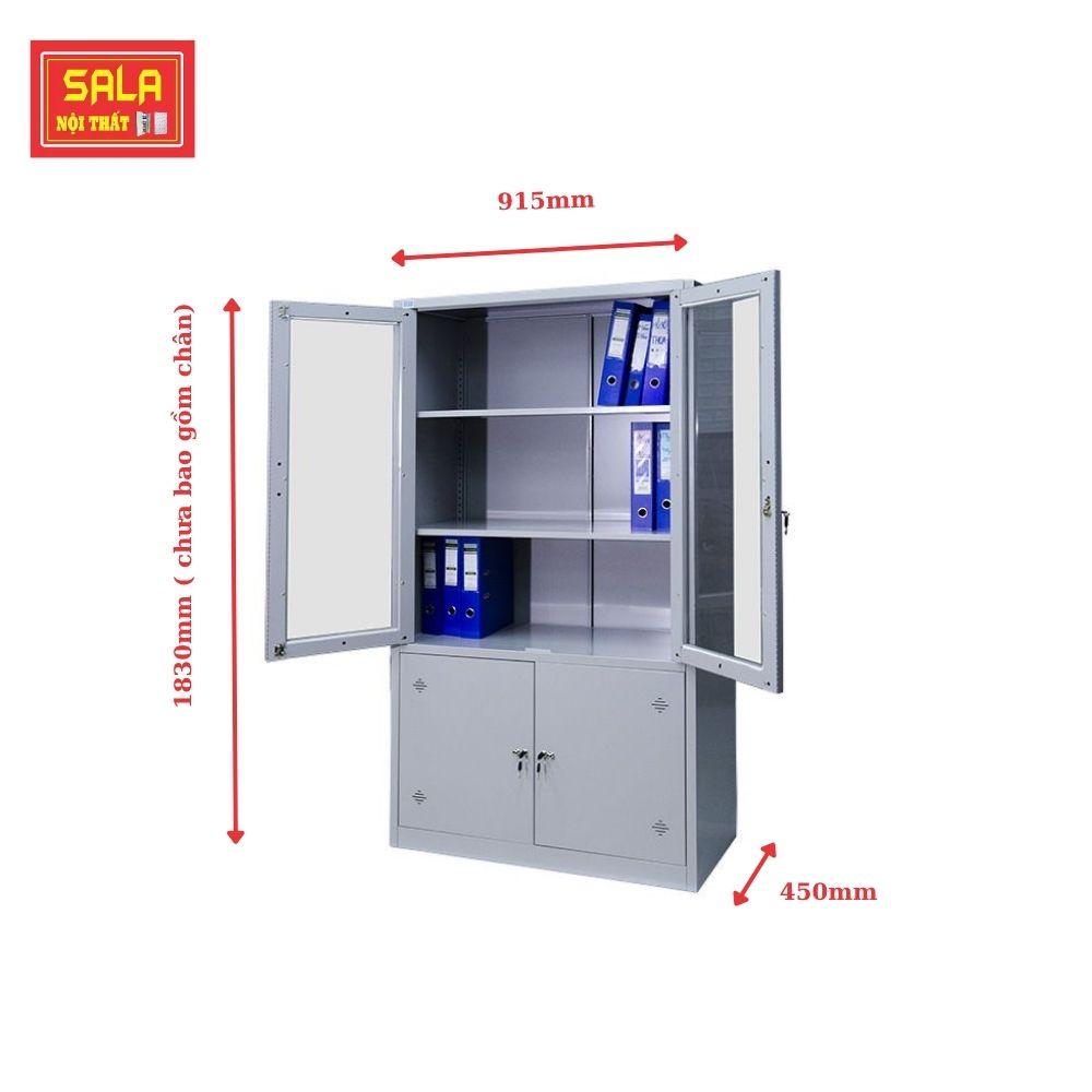 TỦ SẮT HỒ SƠ 2 CÁNH KÍNH MỞ, 2 CÁNH TÔN MỞ