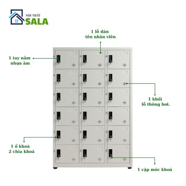 Tủ Locker sắt 18 ngăn