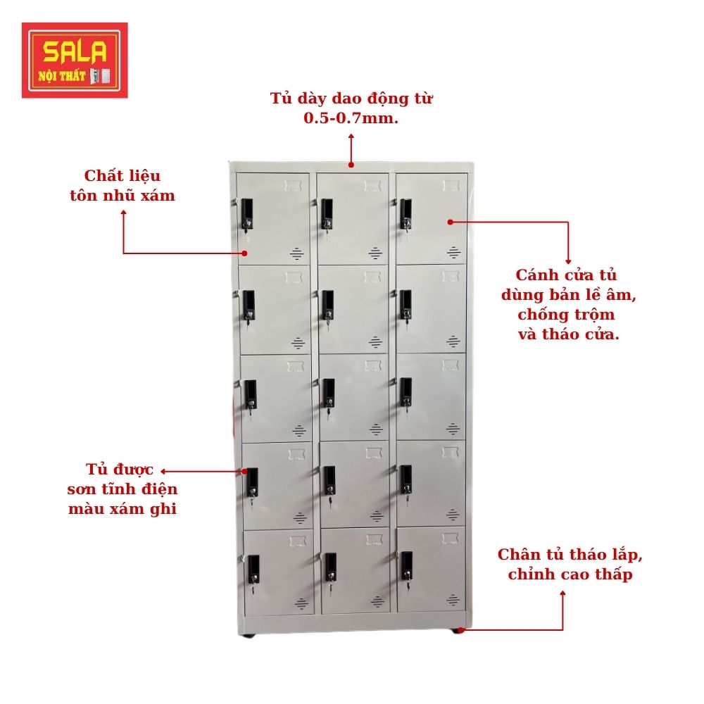 TỦ LOCKER SẮT 15 NGĂN