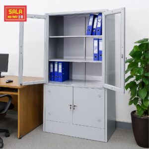 TỦ SẮT HỒ SƠ 2 CÁNH KÍNH MỞ, 2 CÁNH TÔN MỞ