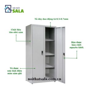 TỦ SẮT HỒ SƠ 2 CÁNH TÔN MỞ