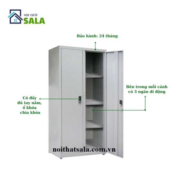TỦ SẮT HỒ SƠ 2 CÁNH TÔN MỞ