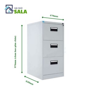 Tủ hộc kéo sắt 3 ngăn