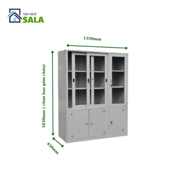 TỦ SẮT HỒ SƠ 2 CÁNH KÍNH LÙA 1 CÁNH KÍNH MỞ 3 CÁNH TÔN MỞ