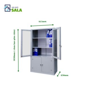 TỦ SẮT HỒ SƠ 2 CÁNH KÍNH MỞ, 2 CÁNH TÔN MỞ