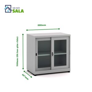 TỦ SẮT HỒ SƠ CÁNH KÍNH LÙA THẤP