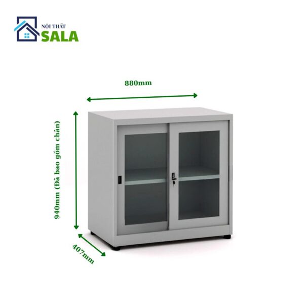 TỦ SẮT HỒ SƠ CÁNH KÍNH LÙA THẤP