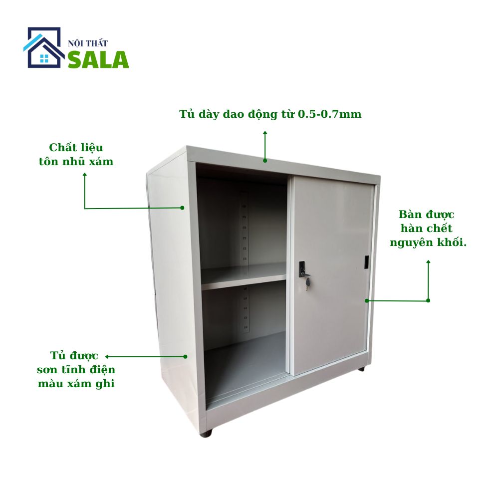 TỦ SẮT HỒ SƠ 2 CÁNH TÔN LÙA THẤP