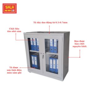 TỦ SẮT HỒ SƠ 2 CÁNH KÍNH THẤP
