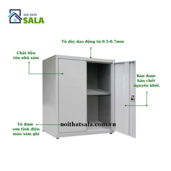 TỦ SẮT HỒ SƠ THẤP 2 CÁNH SẮT