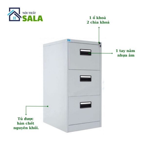 Tủ hộc kéo sắt 3 ngăn