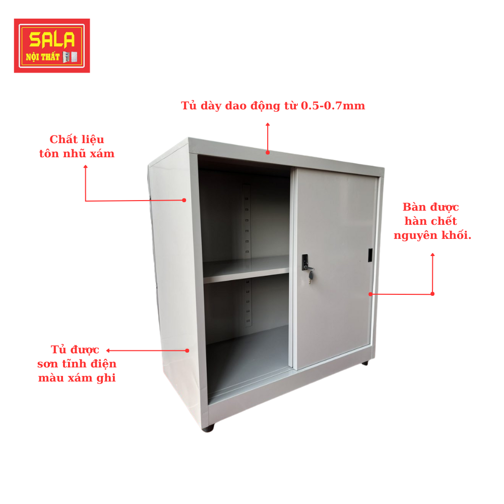 TỦ SẮT HỒ SƠ 2 CÁNH TÔN LÙA THẤP