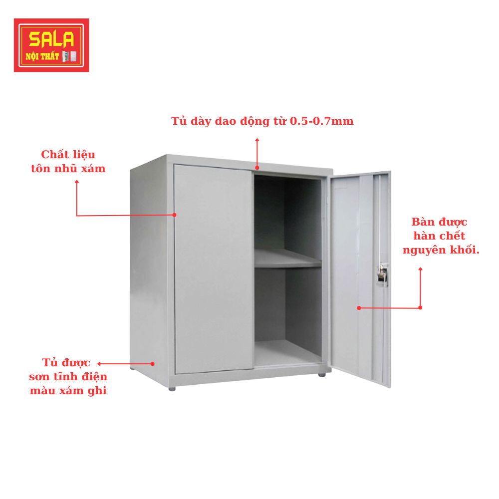 TỦ SẮT HỒ SƠ THẤP 2 CÁNH SẮT
