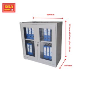 TỦ SẮT HỒ SƠ 2 CÁNH KÍNH THẤP