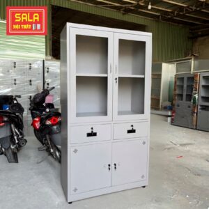 TỦ 2 CÁNH KÍNH MỞ, 2 HỘC KÉO, 2 CÁNH TÔN MỞ (3)