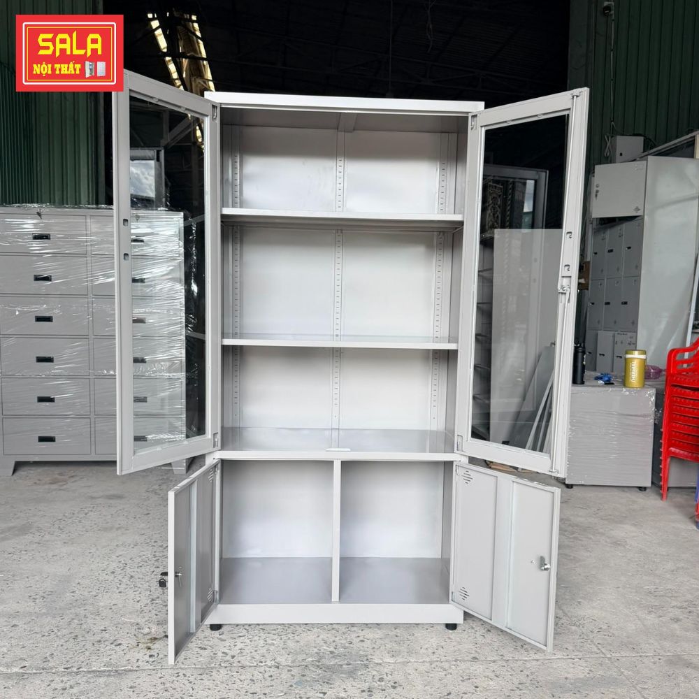 TỦ SẮT HỒ SƠ 2 CÁNH KÍNH MỞ, 2 CÁNH TÔN MỞ