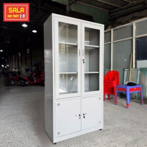 TỦ SẮT HỒ SƠ 2 CÁNH KÍNH MỞ, 2 CÁNH TÔN MỞ