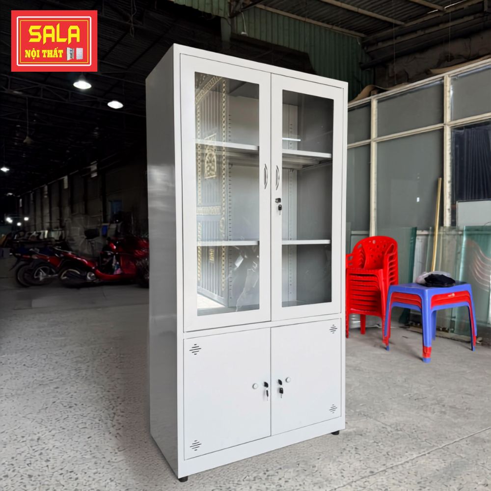 TỦ SẮT HỒ SƠ 2 CÁNH KÍNH MỞ, 2 CÁNH TÔN MỞ