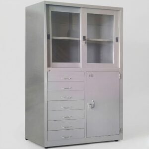 TỦ SẮT HỒ SƠ 2 CÁNH LÙA KÍNH, 1 CÁNH MỞ, 7 HỘC KÉO