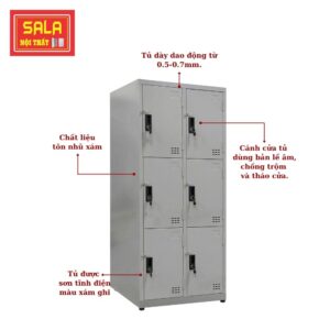 Tủ locker 6 ngăn, tủ locker, tủ sắt locker, tủ sắt locker phù hợp cho văn phòng