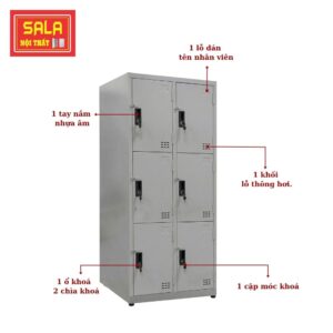 Tủ locker 6 ngăn, tủ locker, tủ sắt locker, tủ sắt locker phù hợp cho văn phòng