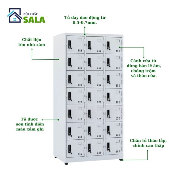 Tủ Locker sắt 21 ngăn