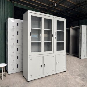 TỦ SẮT HỒ SƠ 2 CÁNH KÍNH LÙA 1 CÁNH KÍNH MỞ 3 CÁNH TÔN MỞ