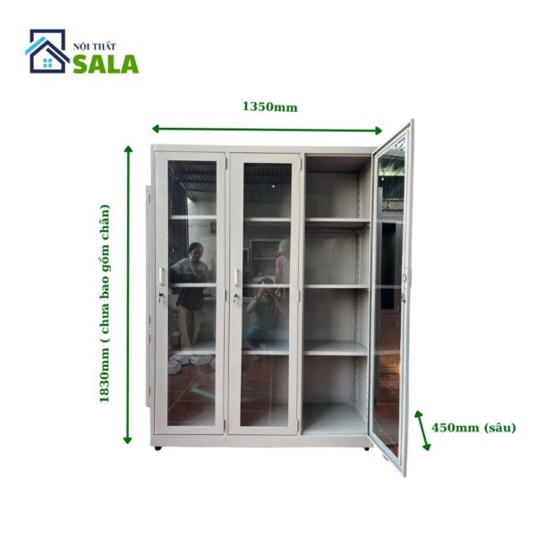 TỦ SẮT HỒ SƠ 3 CÁNH KÍNH MỞ TRONG SUỐT