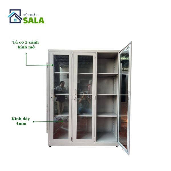 TỦ SẮT HỒ SƠ 3 CÁNH KÍNH MỞ TRONG SUỐT