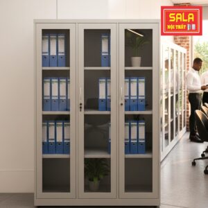 TỦ SẮT HỒ SƠ 3 CÁNH KÍNH MỞ TRONG SUỐT