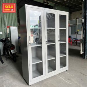 TỦ SẮT HỒ SƠ 3 CÁNH KÍNH MỞ TRONG SUỐT