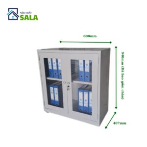 TỦ SẮT HỒ SƠ 2 CÁNH KÍNH THẤP