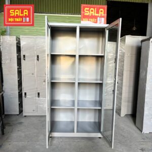 TỦ SẮT HỒ SƠ 2 CÁNH KÍNH MỞ