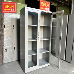 TỦ SẮT HỒ SƠ 2 CÁNH KÍNH MỞ