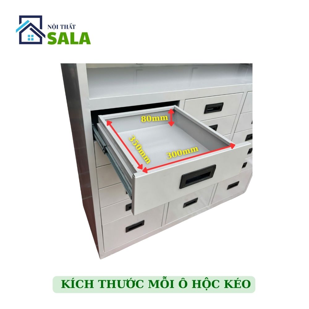 TỦ HỘC KÉO SẮT 8 NGĂN, KỆ 3 TẦNG