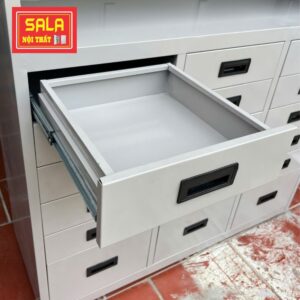 TỦ HỘC KÉO SẮT 8 NGĂN, KỆ 3 TẦNG