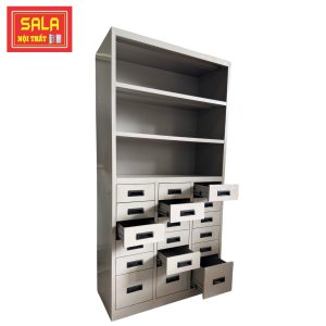 TỦ HỘC KÉO SẮT 8 NGĂN, KỆ 3 TẦNG