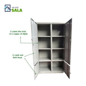 TỦ SẮT HỒ SƠ 4 CÁNH TÔN MỞ