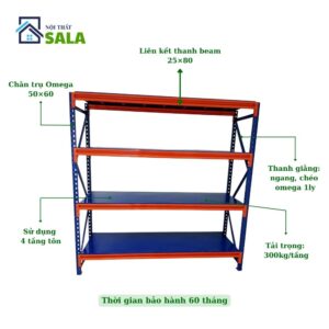 Kệ V lỗ 3 tầng, 1 khoang