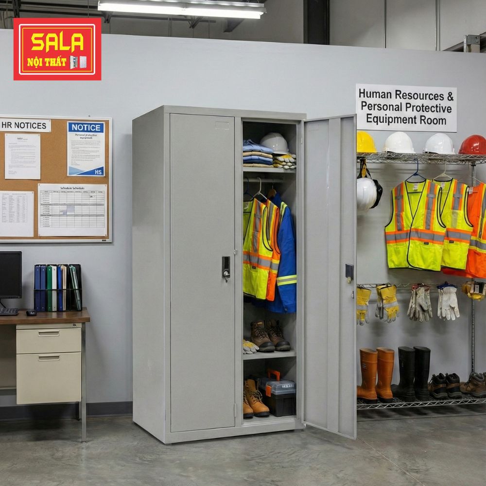 Tủ sắt đựng quần áo: Giải pháp tối ưu khu vực nhân sự & Phòng bảo hộ lao động