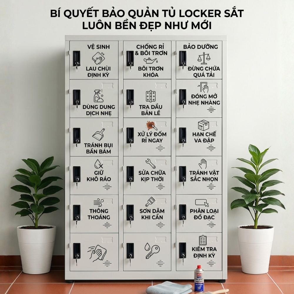 Bí quyết bảo quản tủ locker sắt luôn bền đẹp như mới