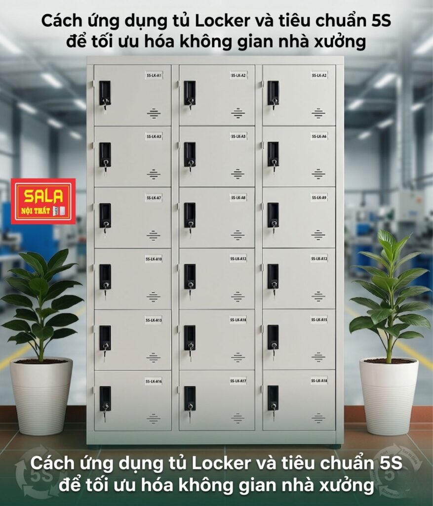 Cách ứng dụng tủ Locker và tiêu chuẩn 5S để tối ưu hóa không gian nhà xưởng