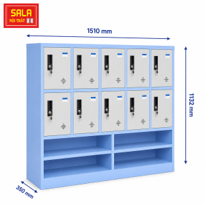TỦ LOCKER SẮT 10 NGĂN, 4 KHOANG ĐỂ ĐỒ CHO HỌC SINH