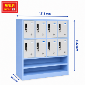 TỦ LOCKER SẮT 8 NGĂN, 2 KHOANG ĐỂ ĐỒ CHO HỌC SINH