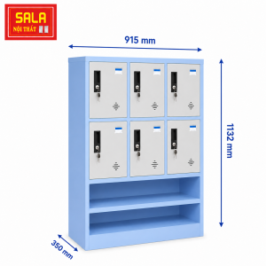 TỦ LOCKER SẮT 6 NGĂN, 2 KHOANG ĐỂ ĐỒ CHO HỌC SINH