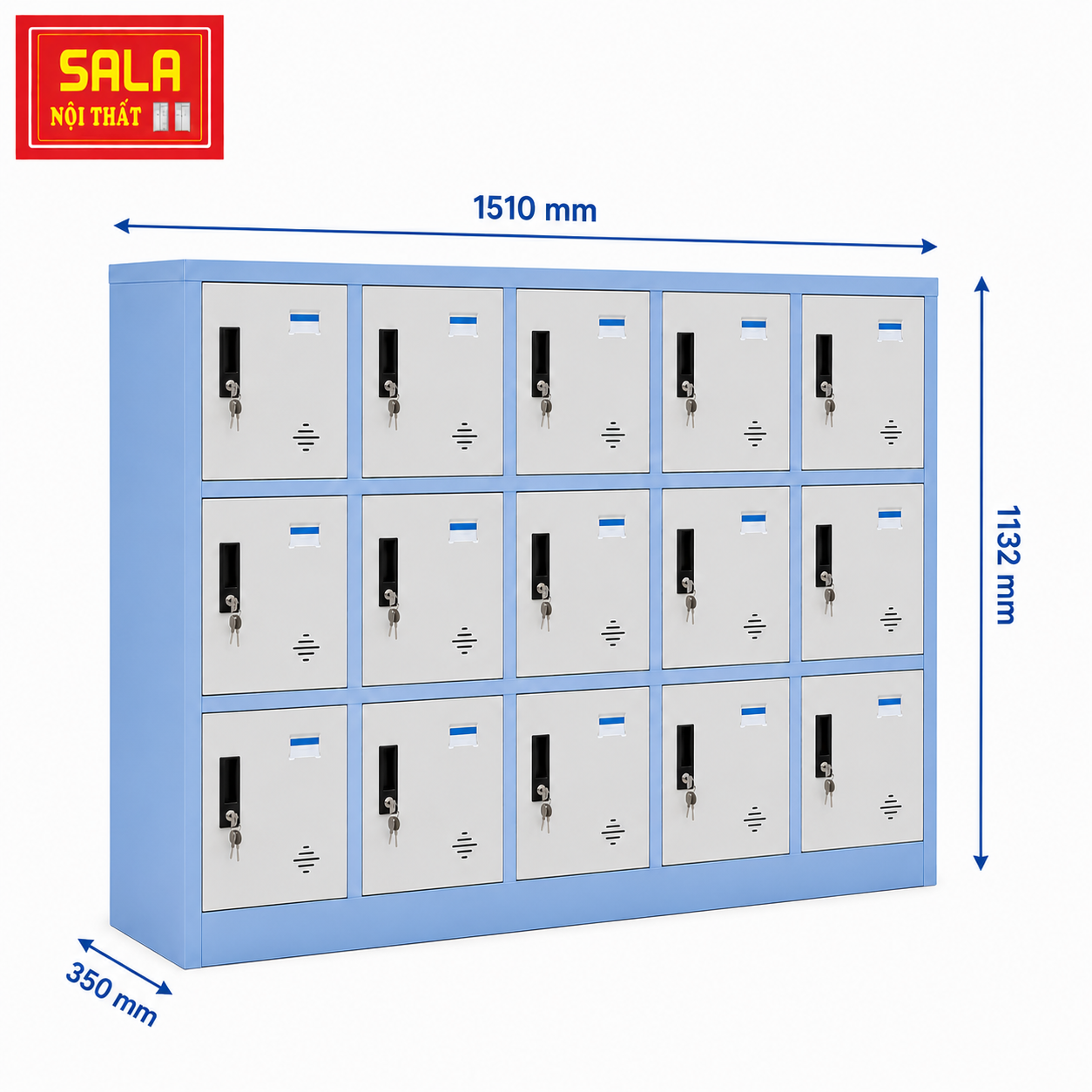 TỦ SẮT LOCKER 15 NGĂN CHO HỌC SINH
