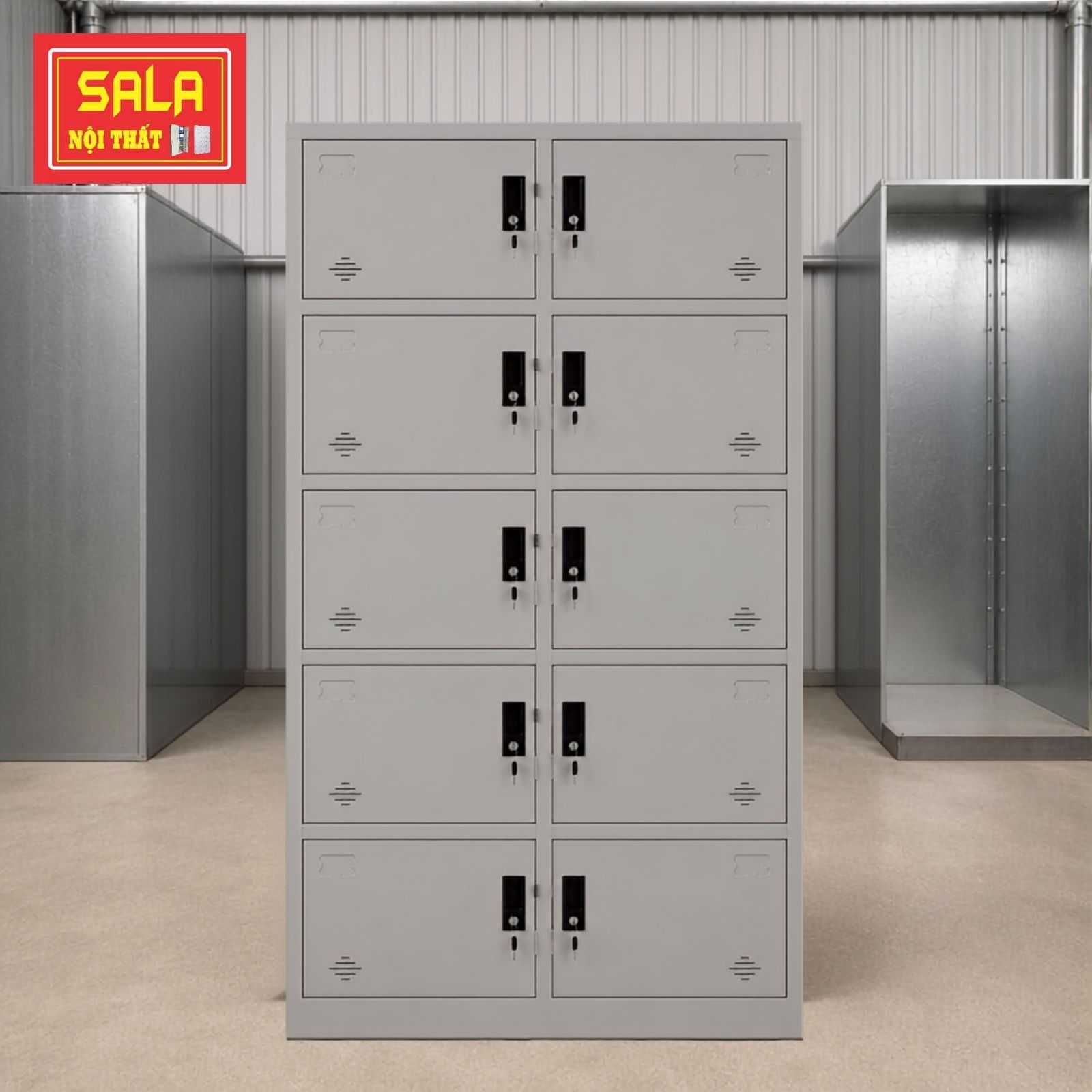 TỦ LOCKER 10 NGĂN CỘT NỔI