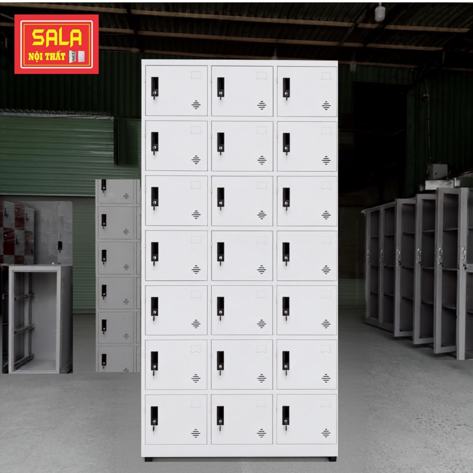 TỦ LOCKER 21 NGĂN CỘT NỔI