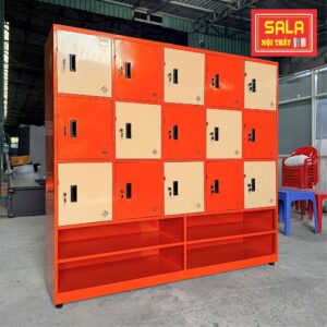 TỦ LOCKER 15 NGĂN, 4 KHOANG GIÀY DÉP